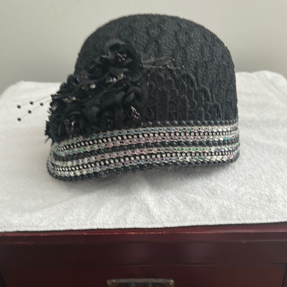 Black beaded hat